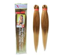 Xpression Pre-Stretched Braiding Hair - 100% Kanekalon, Itch-Free, Lightweight, Hot Water Set, 46" - 160g. (XP_PS_T27/613)