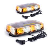 Xprite 2PCS Upgraded 12" 72LED Rooftop Mini Strobe Lights, Emergency Safety Flashing Beacon Light Bar with Magnetic Base for 12V-24V Construction Vehicles,Trucks,Snow Plow,Postal Car (Mix White/Amber)
