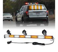 Xprite 35" COB Emergency Strobe Traffic Advisor Light Bar w/ 21 Flash Patterns, Directional Flashing Safety Strobe Light, for Vehicles Trucks SUV ATV Cars (White&Amber)