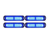 Xprite Blue 12 LED Emergency Strobe Lights Kit Surface Flush Mount Side Marker Grill Grille Hazard Warning Flashing Light Head for Construction Towing Snow Plow Pickup Work Trucks Cars-4PCS