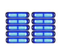 Xprite Blue 12 LED Emergency Strobe Lights Kit Surface Flush Mount Side Marker Grill Grille Hazard Warning Flashing Light Head for Construction Towing Snow Plow Pickup Work Trucks Cars-10PCS