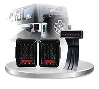 Xprite Clear Lens Red LED Tail Light w/Turn Signal & Back Up & Smoke 3rd LED Brake Light Assembly Compatible with Jeep Wrangler JK JKU 2007-2018