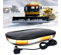 Xprite COB LED Rooftop Strobe Beacon Lights Bar, Warning Caution Snowplow Light 19 Flashing Patterns w/Magnetic Base for Emergency Construction Vehicles Tow Trucks Postal Mail Van - White&Amber