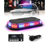 Xprite Emergency Strobe Light Bar Roof Red and Blue Safety Flashing Light Police Lights with Control Panel Magnetic Base for Police Law Enforcement POV Vehicles Trucks