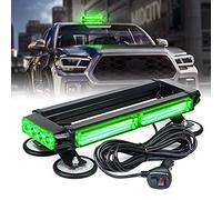 Xprite Green COB LED Strobe Rooftop Flashing Light Bar Double Side Hazard Warning Beacon Lights w/Magnetic Base for Emergency Vehicles Construction Cars Tow Trucks Tractor Traffic Security