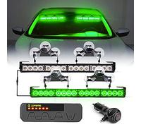 Xprite LED Emergency Traffic Advisor Dual Strobe Light Bar, w/Control Box Front Rear Windshield Visor Deck Safety Hazard Warning Flashing Lightbars, for Construction Vehicles Semi Trucks Car - Green