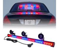 Xprite Police Lights, 31.5 Inch LED Traffic Advisor Light Bar, 21 Flashing Patterns w/Suction Cup, Interior Windshield Deck Emergency Lights for Vehicle Police Volunteer Trucks, Red Blue