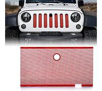 Xprite Red Aluminum Alloy Mesh Grill Insert with Hood Lock Hole For 2007-2018 Jeep Wrangler JK JKU Stock Grille