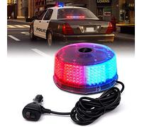 Xprite Red Blue 240 LED Warning Strobe Beacon Light Rotating Revolving Flashing Police Safety Caution Lights with Magnetic Mount, for 12V Emergency Vehicle Truck