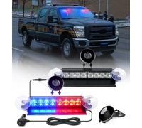 Xprite Red Blue Emergency Strobe Dash Lights, Interior Windshield Flashing Police Light w/Suction Cups for Police Law Enforcement POV Vehicles Trucks (Aluminum Housing)