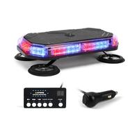 Xprite Red Blue Rooftop Emergency Strobe Light Bar, Beacon Safety Flashing Police Lights w/Control Panel Magnetic Base for Police Law Enforcement POV Vehicles Trucks