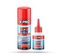 XPRO Super Mitre Bonding Kit - 50g Glue Adhesive & 200ml Activator - Bonds to MDF, Wood, Rubber & most Plastics - Quick Bond