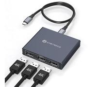 XPTSFDU USB C to Displayport Splitter Triple Monitors 4K60HZ USB C to 3 DisplayPort 1.4 Splitter Type c to Triple DP 1 in 3 Out MST HUB Support Mirroring and Extended Sisplay for Windows Only