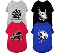 XPUDAC 4 Pack Dog Shirts Soft Boy Dog Clothes for Small Medium Dogs Lightweight Stretchy Classic Tshirt Puppy Outfit, Cool Guy Black Grey Red Blue-Large