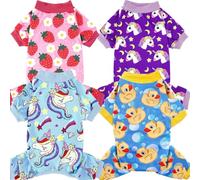 XPUDAC 4 Pieces Dog Pajamas for Small Dogs Pjs Clothes Puppy Onesies Outfits for Doggie Christmas Shirts Sleeper for Pet Cats Jammies-XL