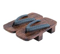 XPuing Men's Stage Performance Geta Japanese Wooden Slippers Clogs Flip Flops Sandals Shoes (Navy Blue, Numeric_44), navy, 10 UK