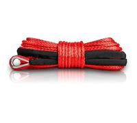 XPV SK75 1/4" x 50‘ Dyneema Synthetic Winch Rope Cable with Black Protecting Sleeve for SUV ATV UTV Vehicle Boat Car （10000LBS）（Red）