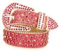 Xpvezl Studded belt Rhinestone Belt for Women Men BB Belt Y2K Style Cowgirl Bling Belt Western Belt Festivals Gifts Belt, Red, M: fit waist size 33-37