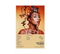XPWZUDWOE Kali Uchis Red Moon in Venus Album Cover Canvas Poster Wall Art Decor Print Picture Paintings for Living Room Bedroom Decoration 24x36inch(60x90cm)