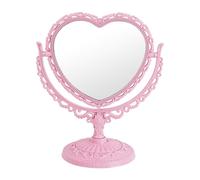 XPXKJ 7-Inch Heart-Shaped Tabletop Vanity Mirror With 3X Magnification - Vintage Beauty Mirror for Bathroom, Bedroom Dressing (Pink)