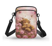 Xpyiqun Small Crossbody Bag Women Phone Purses Sling Shoulder Handbag Cross Body Pouch Wallet Bags, Highland Cow Butterfly Rose, One Size