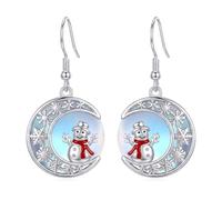 XPYPZP Christmas Snowflake Earrings Silver Moonstone Dangle Earrings Snowflake Christmas Jewelry Birthday Gifts for Women Girlfriend Mom Lovers, S, Metal, Moonstone
