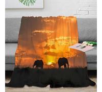 XPZABCDEG 3D Printed African Animal Blanket Microfiber Home Decor Sunset Scenery Throw Blanket for Sofa Bedroom All Ages 40x50inch(100x130cm)
