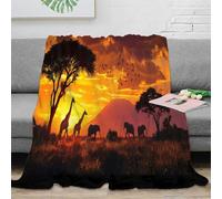 XPZABCDEG 3D Printed African Sunset Blanket Microfiber Home Decor Safari Throw Blanket Soft Warm for Sofa or Bedroom 40x50inch(100x130cm)