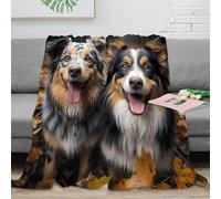 XPZABCDEG 3D Printed Australian Shepherd Blanket Microfiber Sofa Decor Aussie Dog Throw Blanket Soft Warm Bed 40x50inch(100x130cm)
