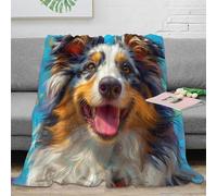 XPZABCDEG 3D Printed Australian Shepherd Blanket Microfiber Soft Dog Pattern Home Decor Throw Blanket for Sofa Bed 40x50inch(100x130cm)