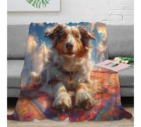 XPZABCDEG 3D Printed Australian Shepherd Dog Blanket Microfiber Home Decor Pet Throw Blanket Sofa Bed Use 40x50inch(100x130cm)