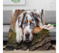 XPZABCDEG 3D Printed Australian Shepherd Pattern Blanket Microfiber Soft Home Decor Dog Themed Throw Blanket for Sofa Bedroom 40x50inch(100x130cm)