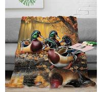XPZABCDEG 3D Printed Autumn Duck Blanket Microfiber Throw Autumn Forest Ducks Blanket for Adults Sofa Bedroom Decor 40x50inch(100x130cm)