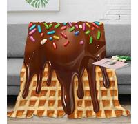 XPZABCDEG 3D Printed Chocolate Waffle Blanket Microfiber Home Decor Chocolate Waffle Throw Blanket Sofa Bedroom Adult 40x50inch(100x130cm)