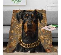 XPZABCDEG 3D Printed Floral Doberman Blanket Microfiber Sofa Decor Dog Throw Blanket Soft Warm for Adults Bedroom 40x50inch(100x130cm)