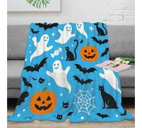 XPZABCDEG 3D Printed Halloween Blanket Microfiber Soft Cozy Ghost Pumpkin Throw Blanket Sofa Bedroom Decor 40x50inch(100x130cm)