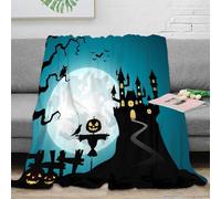 XPZABCDEG 3D Printed Halloween Castle Blanket Microfiber Home Decor Scary Night Throw Blanket Sofa Bed 40x50inch(100x130cm)