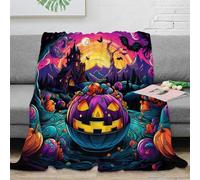 XPZABCDEG 3D Printed Halloween Pumpkin Blanket Microfiber Home Decor Cozy Holiday Throw Blanket for Sofa Bedroom Adults Teens 40x50inch(100x130cm)