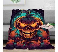 XPZABCDEG 3D Printed Halloween Pumpkin Skull Blanket Soft Microfiber Home Decor Cozy Throw Blanket for Sofa Bedroom 40x50inch(100x130cm)