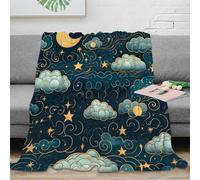 XPZABCDEG 3D Printed Night Sky Clouds Blanket Microfiber Home Decor Moon Stars Throw Blanket for Adults Sofa Bedroom 40x50inch(100x130cm)