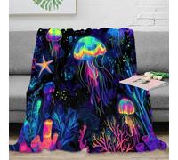 XPZABCDEG 3D Printed Ocean Glow Blanket Microfiber Home Decor Jellyfish Throw Blanket for Adults Sofa Bedroom 40x50inch(100x130cm)