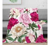 XPZABCDEG 3D Printed Peony Pattern Blanket Microfiber Home Decor Peony Throw Blanket Cozy Soft for Sofa Bed Adult 40x50inch(100x130cm)