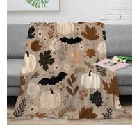 XPZABCDEG 3D Printed Pumpkin Bat Blanket Microfiber Autumn Home Decor Cozy Throw Blanket for Adults Sofa Bedroom 40x50inch(100x130cm)