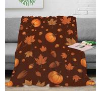 XPZABCDEG 3D Printed Pumpkin Leaf Blanket Cozy Microfiber Home Decor Autumn Throw Blanket for Sofa Bedroom 40x50inch(100x130cm)