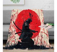 XPZABCDEG 3D Printed Samurai Blanket Microfiber Throw Sofa Japanese Decor Warm for Bedroom Home Adults 40x50inch(100x130cm)