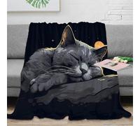 XPZABCDEG 3D Printed Sleepy Cat Blanket Microfiber Sofa Decor Cat Pattern Throw Blanket Soft Warm All Ages 40x50inch(100x130cm)