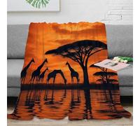 XPZABCDEG African Sunset 3D Printed Blanket Microfiber Home Decor Safari Landscape Throw Blanket for Sofa Bedroom Adults 40x50inch(100x130cm)