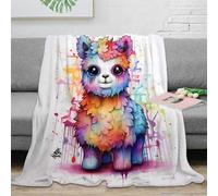 XPZABCDEG Artistic 3D Printed Llama Blanket Microfiber Soft Home Decor Colourful Llama Throw Blanket for Adults Sofa Bed 40x50inch(100x130cm)