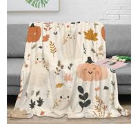 XPZABCDEG Autumn Style 3D Printed Blanket Microfiber Decor Pumpkin Leaf Throw Blanket Cozy Sofa Bedroom 40x50inch(100x130cm)