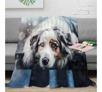 XPZABCDEG Cosy 3D Printed Australian Shepherd Blanket Microfiber Soft Home Decor Dog Pattern Throw Blanket for Sofa Bed 40x50inch(100x130cm)